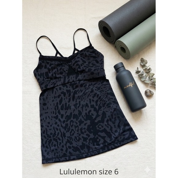 lululemon athletica Tops - Lululemon Just Breathe Tank Top Animal Swirl Deep Coal Black Gray Size 6